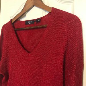 Metallic Red Long Sleeve Knit Top